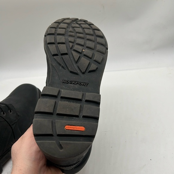 ROCKPORT Men Black Leather Boots Slip Resistant Hydro Shield Waterproof SZ  10 - Picture 7 of 9